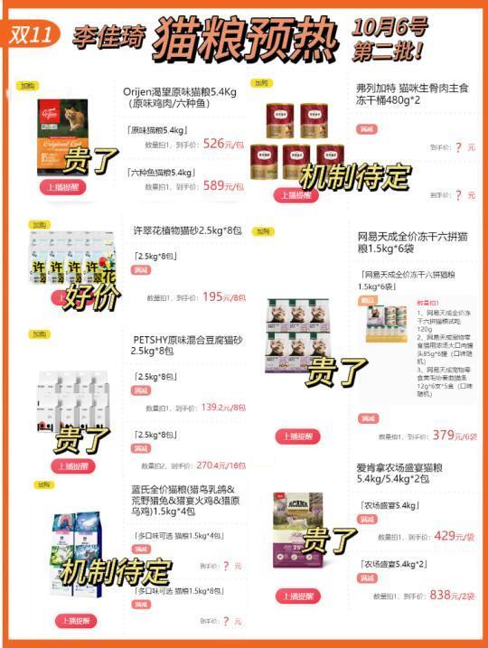 李佳琦10月6日宠物预热第二批～