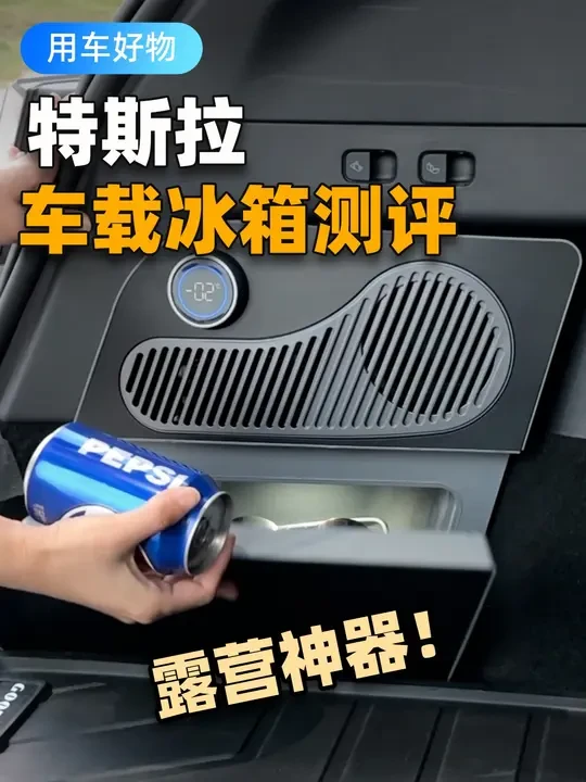 特斯拉新款车载冰箱测评！制冷效果-6度，16升超大容量！ #特斯拉 #modely #model3 #特斯拉露营