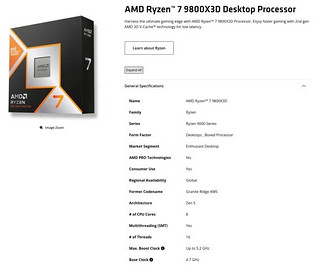 8核16线程+104MB缓存！AMD Ryzen 7 9800X3D预售开启，售价3799元