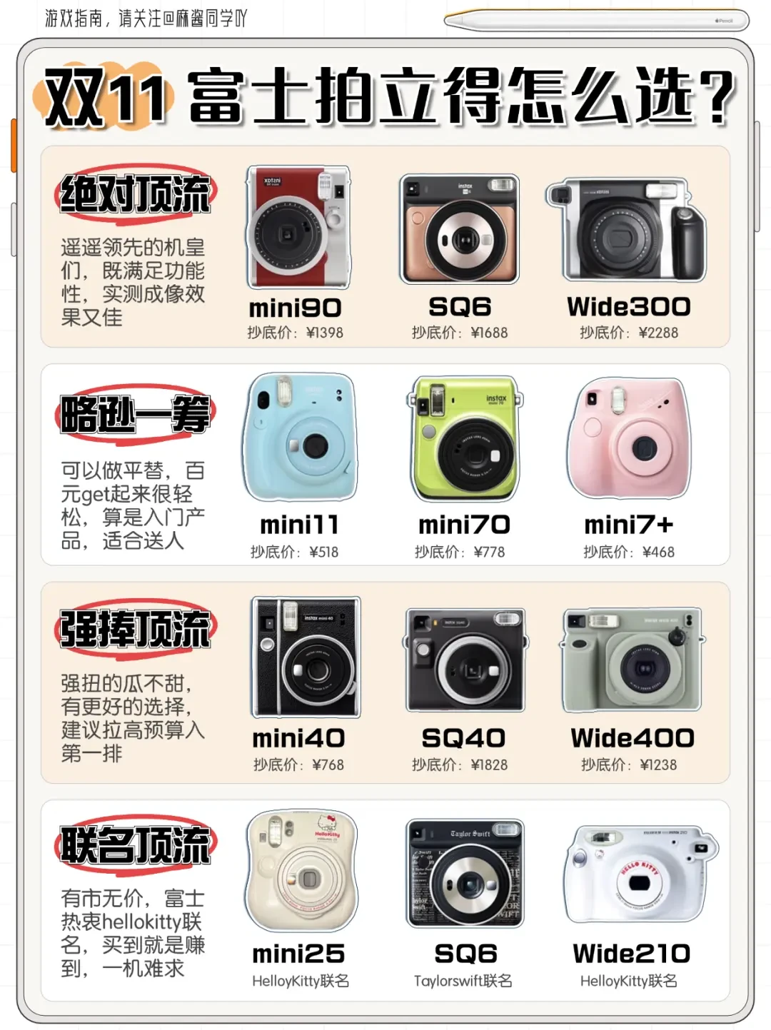 全面解析富士拍立得相机：mini、SQ和wide系列详细介绍