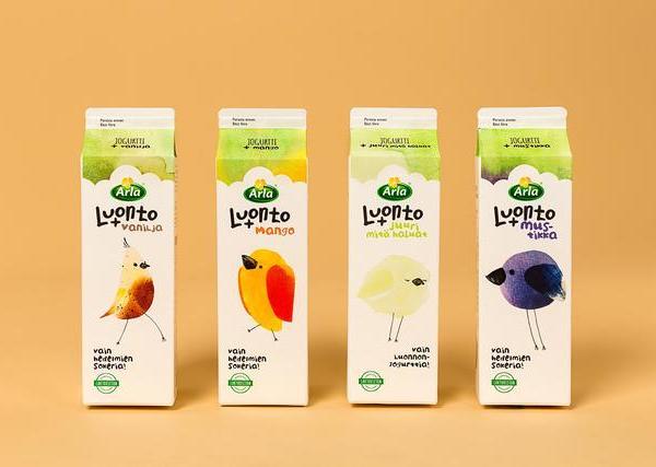 欧洲最大的乳制品生产商之一Arla 的Luonto是天然果味酸奶包装设计
