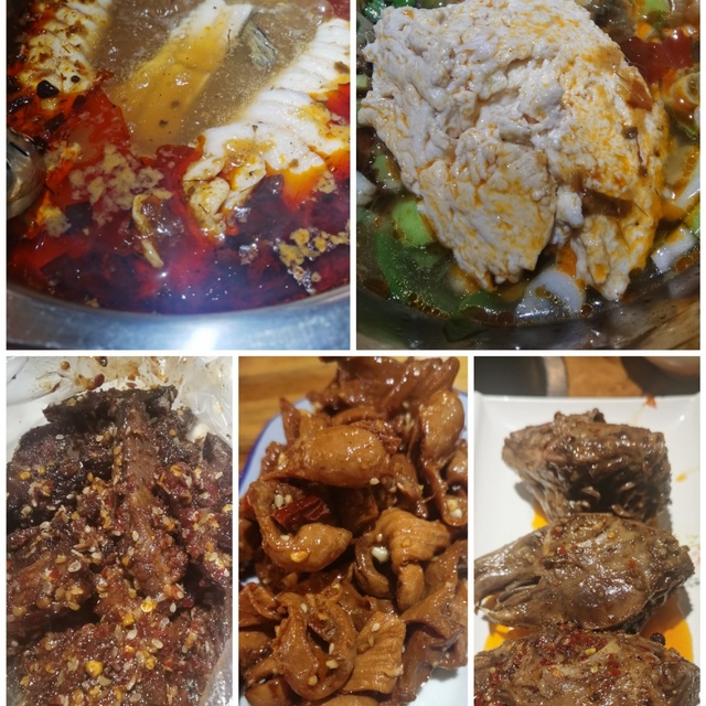 天冷了，一锅热辣辣的豆花鱼，配上麻辣兔头、麻辣牛肉、麻辣鸭胗，好吃又解馋