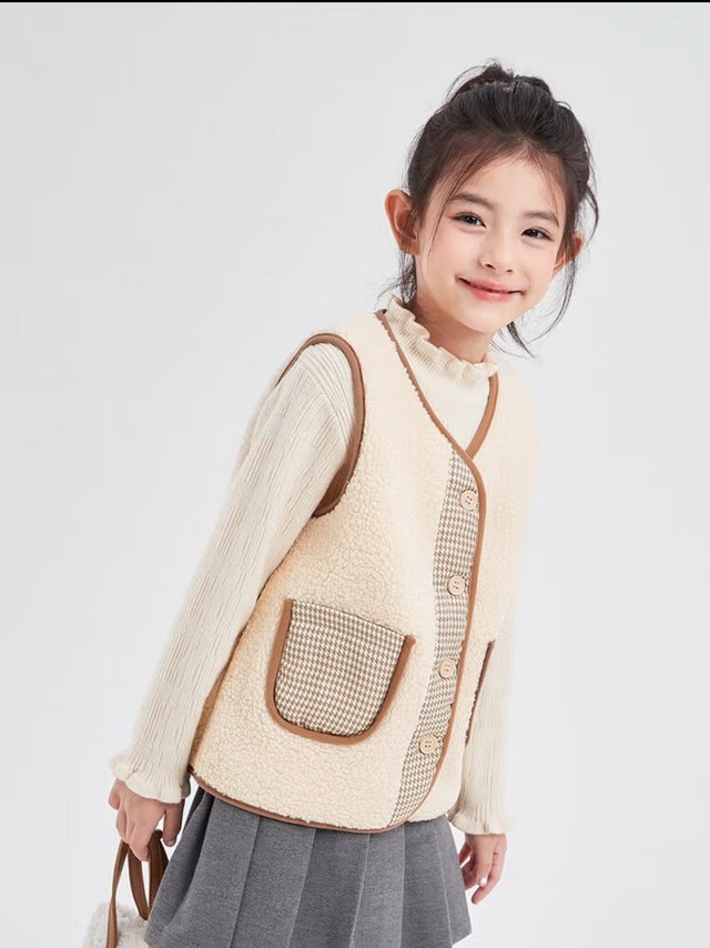 萌宝必备！秋季新款千鸟格马甲，时尚又保暖