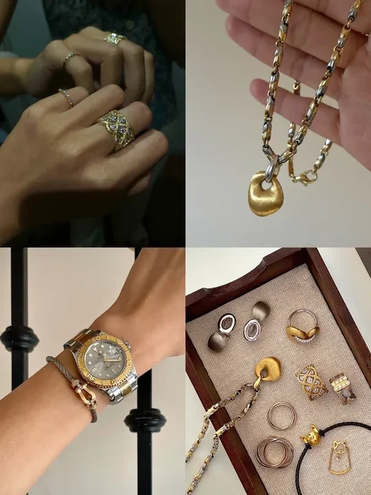 【首饰盘点】有些宝贝必须要在今年拿下！ 年终盘点开始啦
先来看看今年买到的真金白银的珠宝们
都是全金 / 18k金 / 间金的材质
是沉迷意大利手工金工
和双色金的一年
也想看看你的宝贝～ 
#首饰推