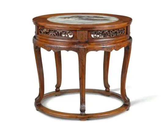 浅析《黄花梨嵌大理石五足高束腰圆几》