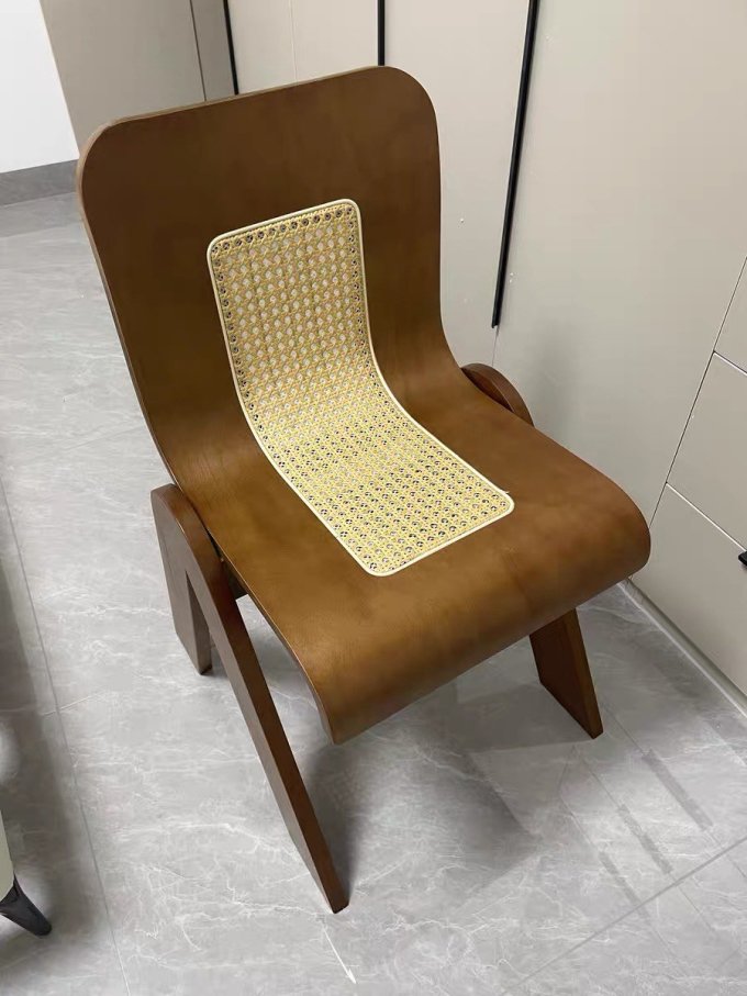 靠背椅实木餐椅中古风靠藤编椅子