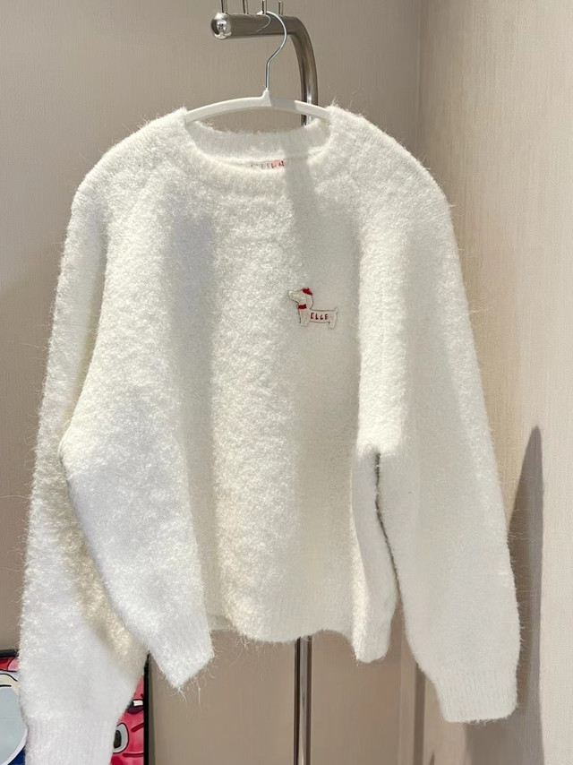 ELLE KIDS奶油白毛衣，保暖又时尚