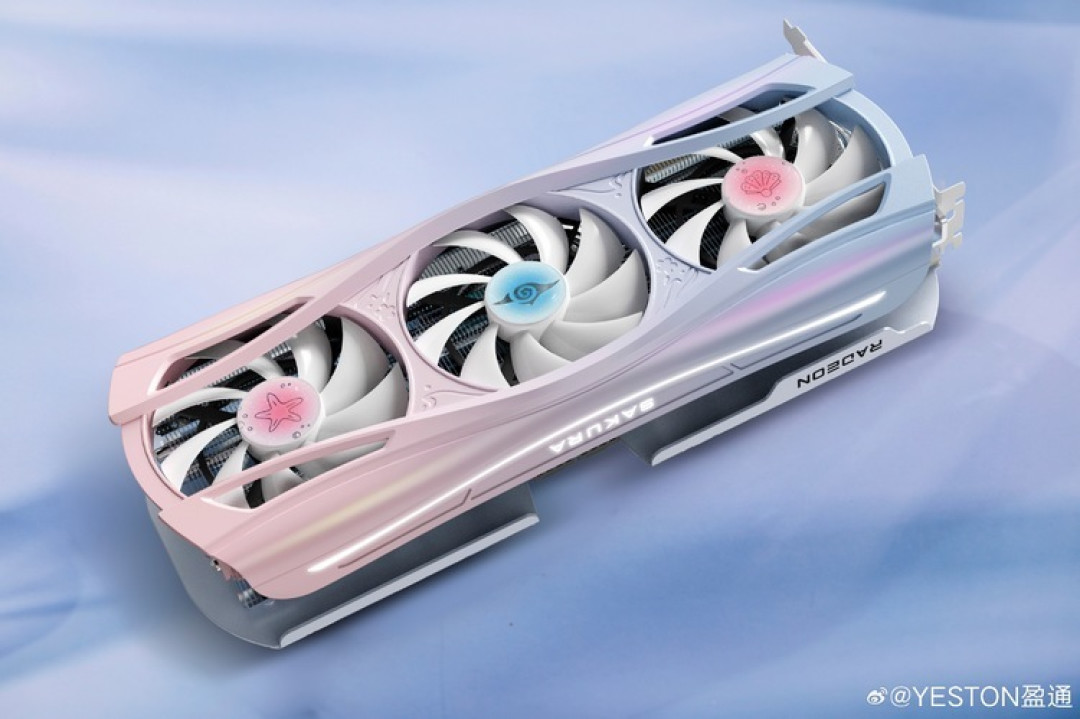 盈通发布 RX 9070 XT “Sakura Atlantis” 非公版显卡,华丽设计、3x8Pin供电