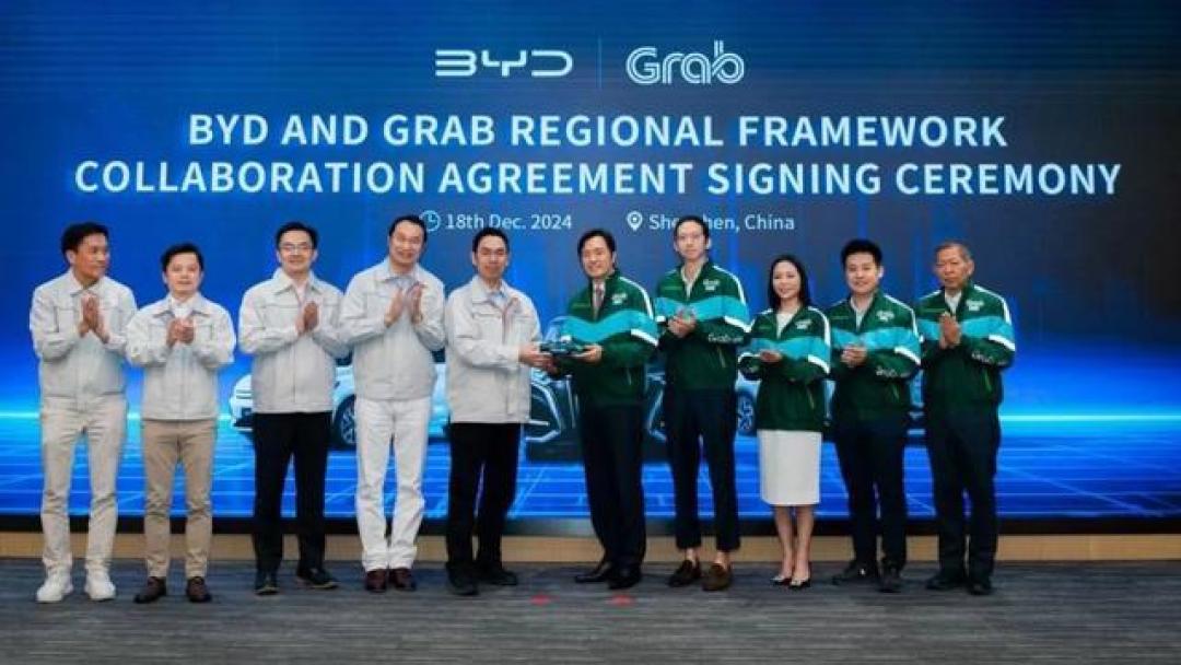 比亚迪携手Grab,推5万辆电动汽车助力东南亚绿色出行