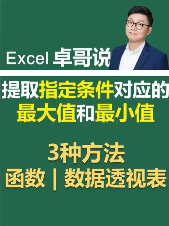 提取指定条件对应的最大值和最小值,函数+透视表 3种方法#excel技巧 #office办公技巧 #Excel函数 #WPS #Excel卓哥说