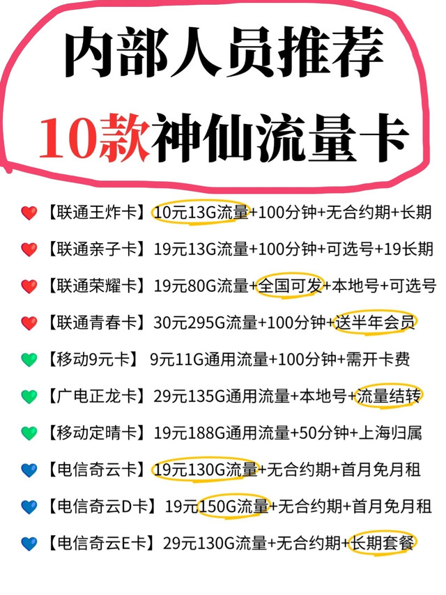 10款神仙流量卡推荐❗❗谁用谁省😱

