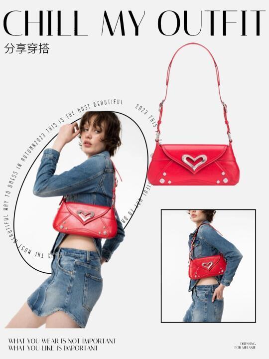 PINKO女士520系列爱心扣中号腋下包