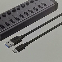 ORICO奥睿科 USB3.0分线器带电源多接口12v有源集线器10口扩展。
