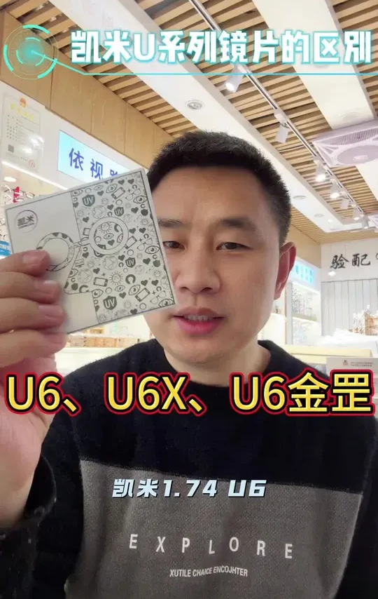 凯米1.74U系列三剑客：U6、U6-X、U6金罡的前后进生，一一说明相同和区别之处，近视的小伙伴们你们找到适合自己的了吗？#凯米镜片 #专业验光配镜 #性价比超高 #靠谱商家 #沈阳眼镜店