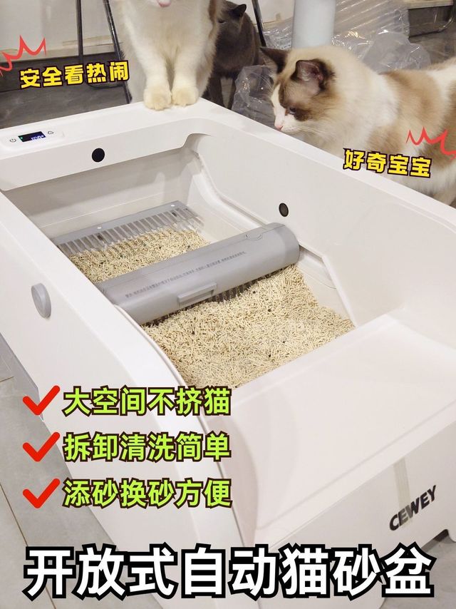 懒人铲屎官必备！幼猫也能用的cewey开放式猫砂盆
