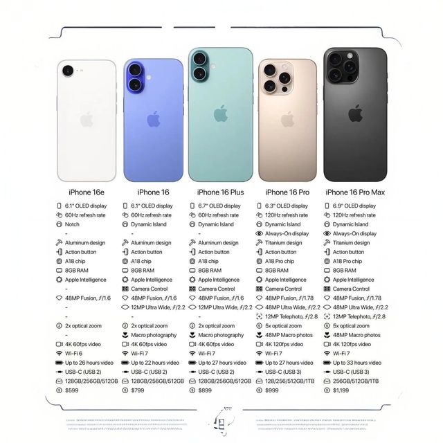 iPhone16一系五机全方位对比，你会怎么选