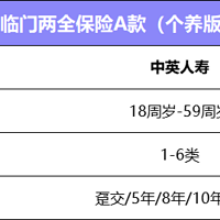 节税能手，养老补充，中英人寿福临门两全保险A款（个养版）