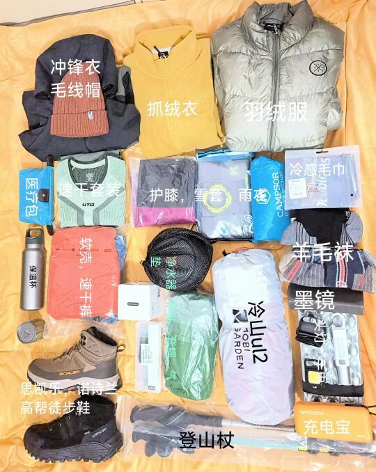 户外菜鸟第一次长线重装徒步装备清单贫民版