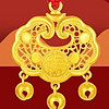 中国黄金（CHINA GOLD）黄金小金锁福字项链女足金长命锁婴儿宝宝平安锁铃铛吊坠周岁礼物 