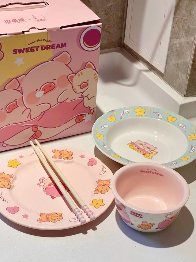 川岛屋&lulu猪联名 餐具套装，萌趣一人食的幸福感