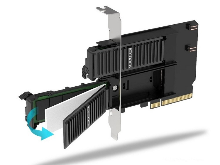 双盘位、快拆设计：ICY DOCK 发布 ExpressSlot Core MB312M4P-B 转接卡