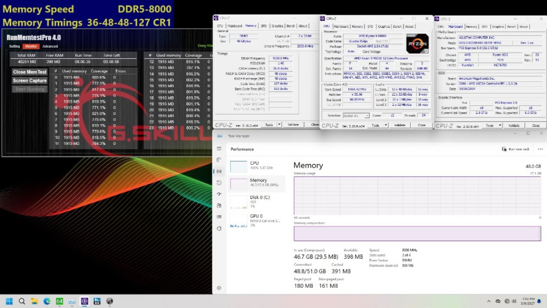 芝奇发布 8000/6000MHz 低延迟 DDR5 内存,为 AMD 平台