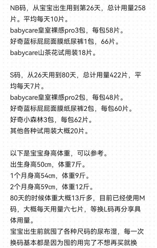 养娃80天，尿布湿用量分享