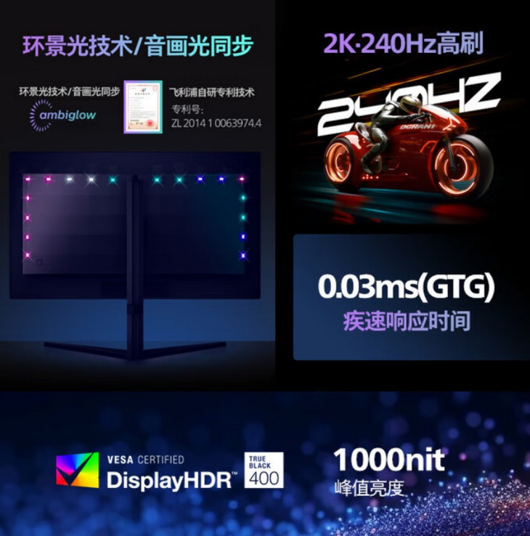 飞利浦发布 27M2N6500 显示器,2K QD-OLED、240Hz 高刷