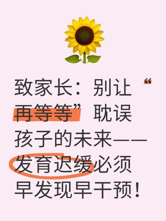别再耽误孩子——发育迟缓一定要早发现早干预