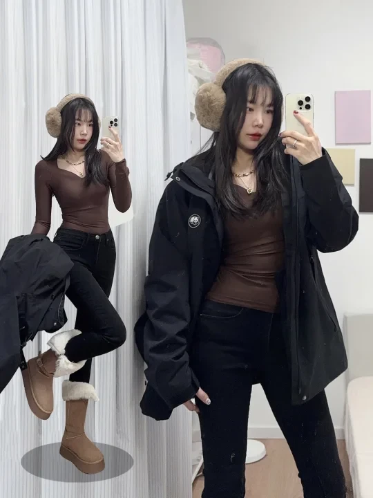 ˗ˏˋ𝗈𝗈𝗍𝖽ˎˊ˗  冲锋衣和长筒雪地靴好喜欢