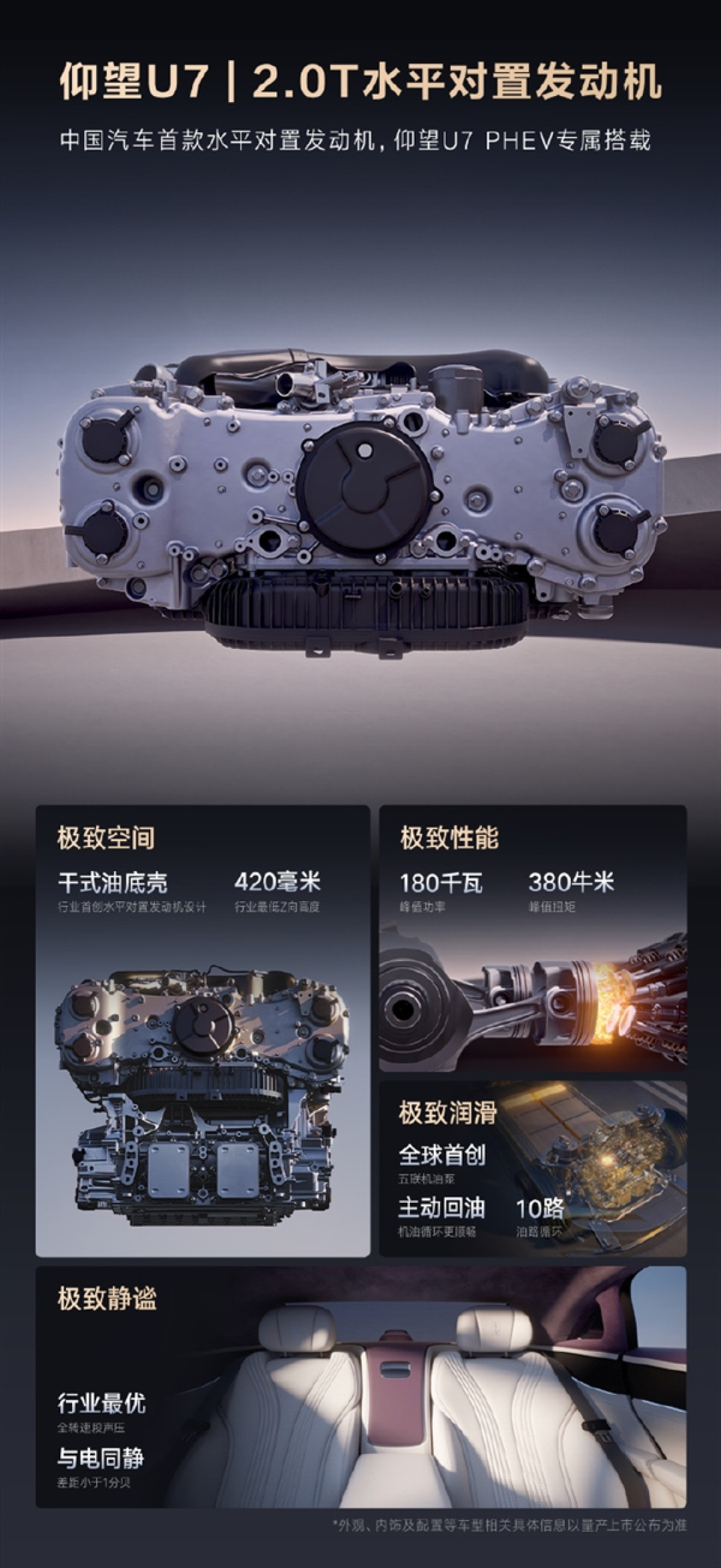 180千瓦/380牛·米！仰望U7首发搭载中国首款2.0T水平对置发动机