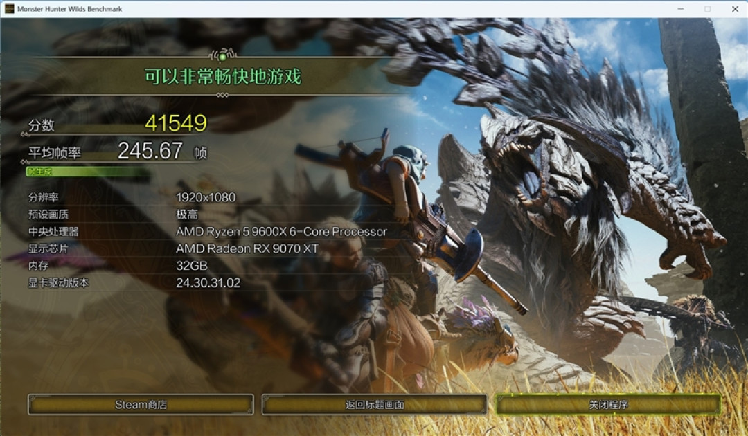 锐龙5 9600X搭配RX 9070 XT游戏测试:直接秒了Intel两代