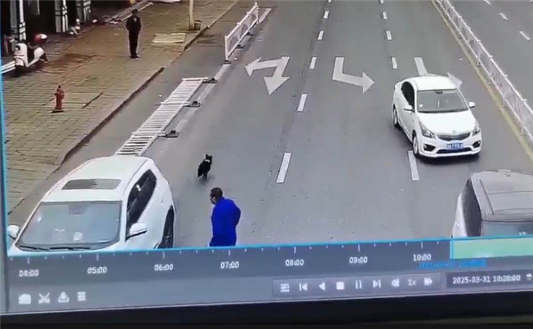 奇瑞SUV离奇事故!驾驶室没人路边突然启动撞倒护栏