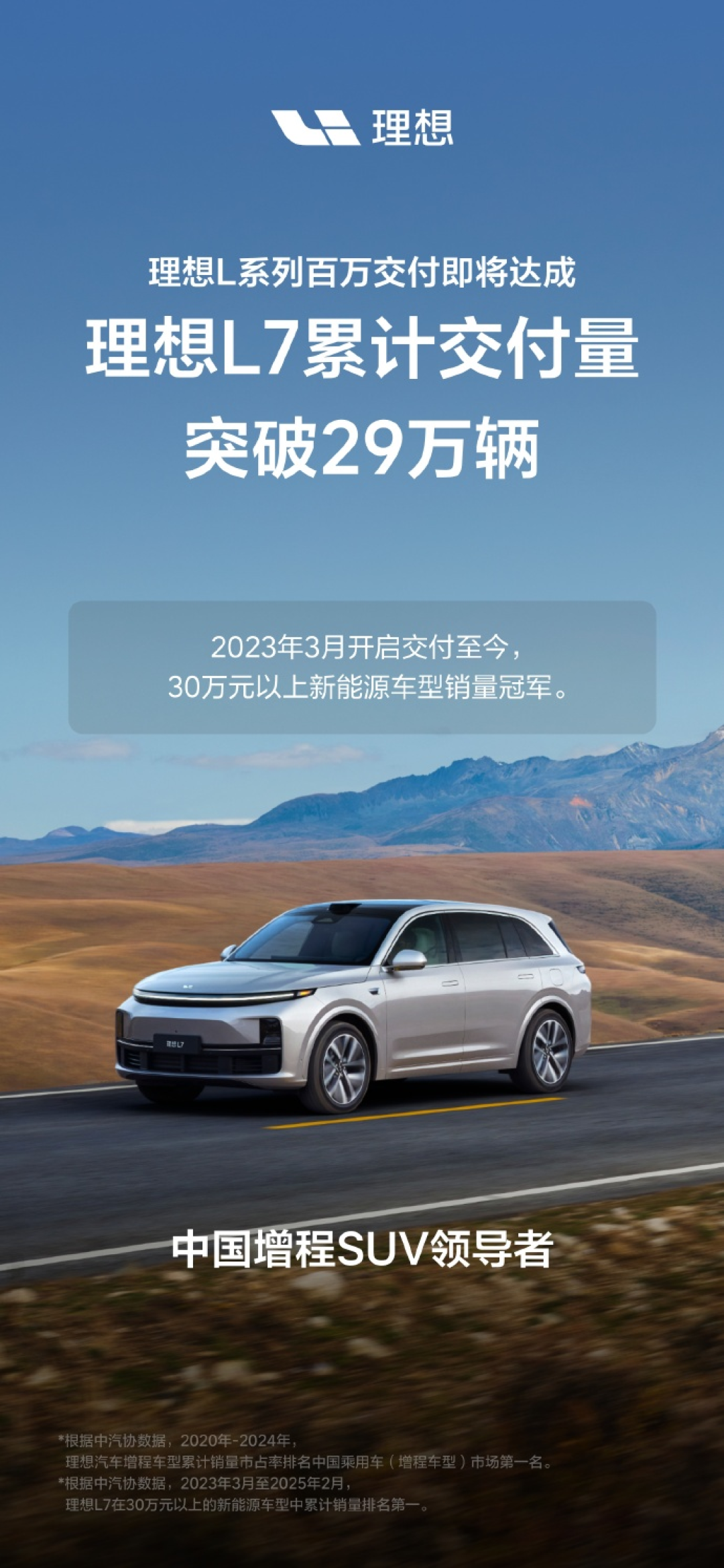理想L系列累计交付突破100万辆,用时31个月