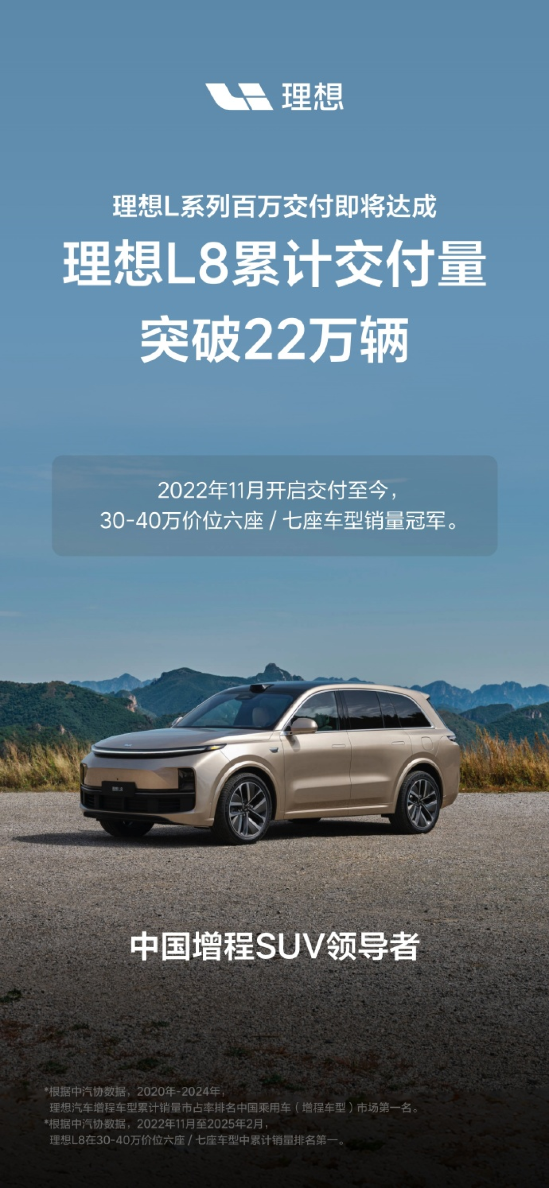 理想L系列累计交付突破100万辆,用时31个月