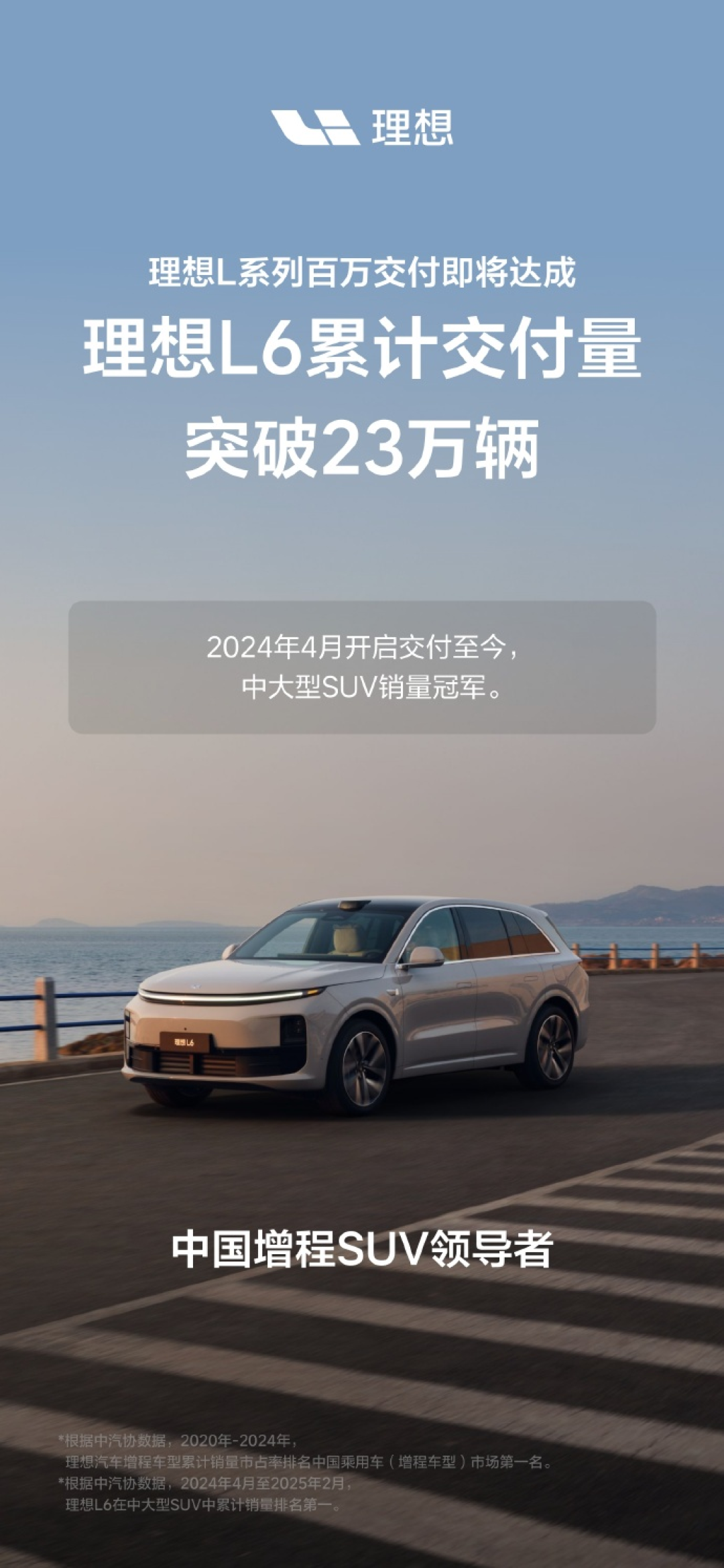 理想L系列累计交付突破100万辆,用时31个月