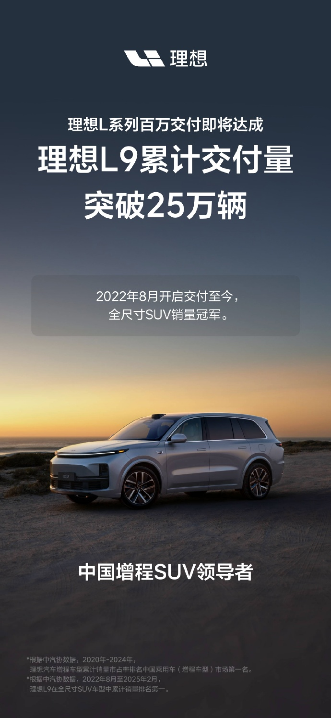 理想L系列累计交付突破100万辆，用时31个月