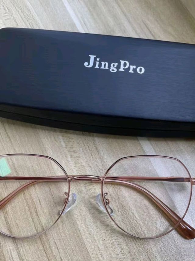 镜邦近视眼镜女平光防蓝光眼镜男多边形框架护目可配有度数玫瑰金