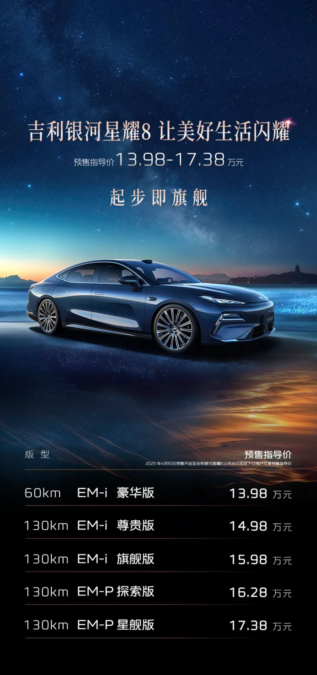 吉利银河星耀8开启预售,预售价13.98万元起