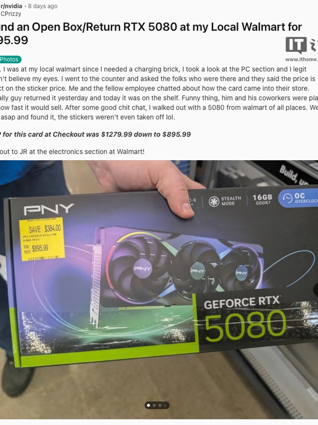 7 折拿下：玩家在美国沃尔玛“捡漏”到 RTX 50 系显卡