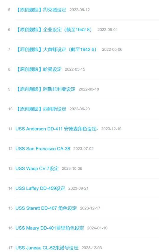 【原创舰娘设定文集】是的，我写了很多