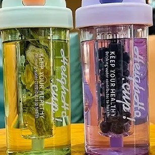 花茶杯男女学生高颜值吸管杯运动杯子便携耐高温咖啡折叠杯600ml