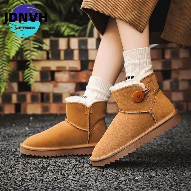 【女士雪地靴】加绒加厚雪地靴，女，冬季，保暖棉鞋子，2024新款，防水厚底面包鞋，短靴
