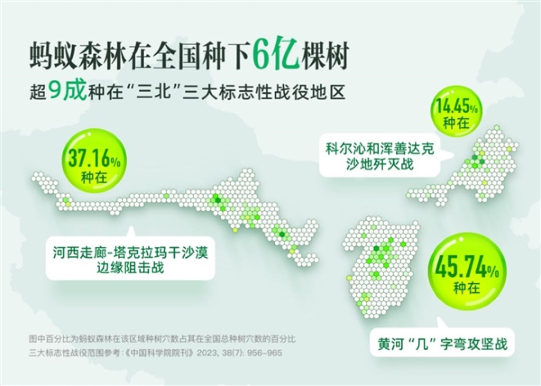 中国网友“手机种树”9年 蚂蚁森林已达6亿棵