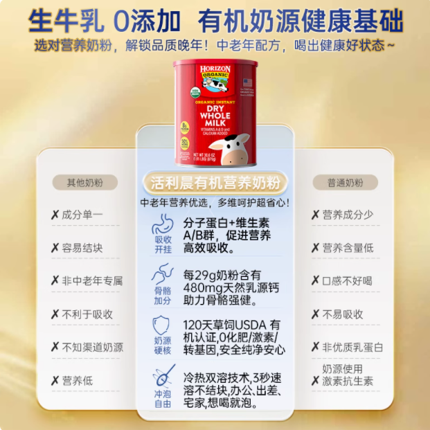 💥被追问无数次的宝藏奶粉 ——Horizon 活利晨全脂高钙奶粉