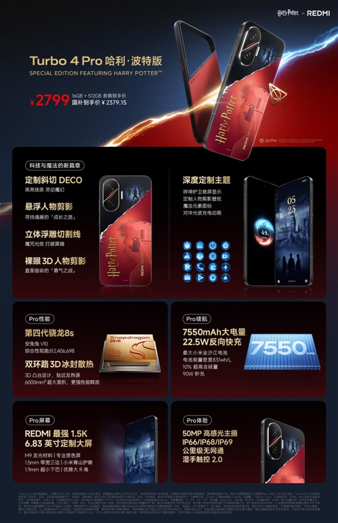 外观梦幻!REDMI Turbo 4 Pro哈利波特版发布:2799元
