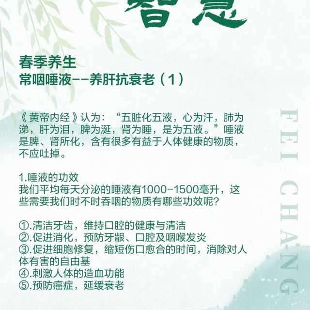 春季养生——常咽唾液：养肝抗衰老（1）