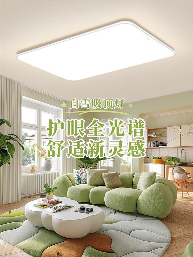 【国家补贴】客厅灯：雷士照明 白雪系列 全光谱IP50 高显指Ra98