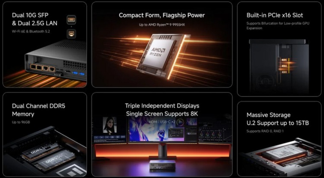 铭凡 MS-A2 迷你主机上架,AMD 锐龙 9 9955HX、双万兆+双千兆