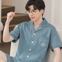 睡衣夏季纯棉短袖男士短裤